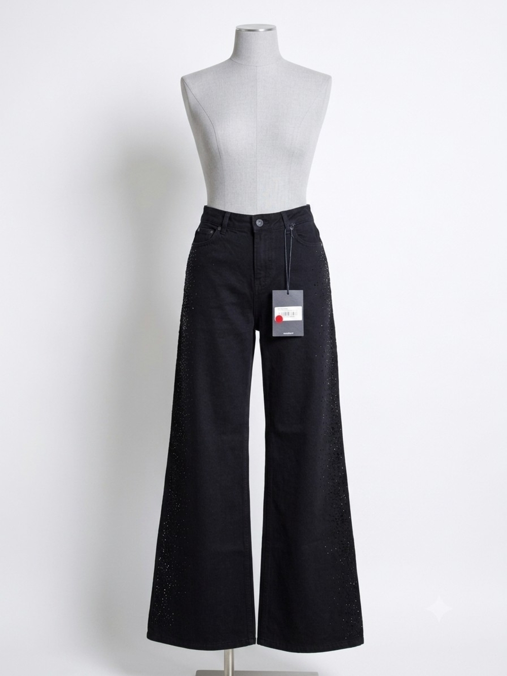 NWT Ottod'Ame Black High-Rise Wide-Leg Jeans Size 26